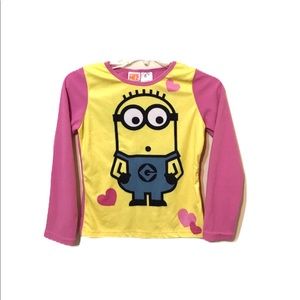 Despicable Me 2 Girls PJ Shirt Size 10/12 Minions Graphic Sleep Tee EUC